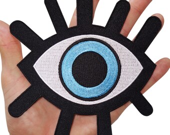 Big Evil Eye Embroidered Iron Sew On Clothes Bag Jacket Shirt Large Patch Badge