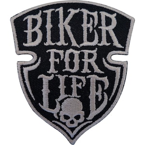 Biker For Life Patch Iron Sew On Embroidered Badge Motorbike Motorcycle Chopper