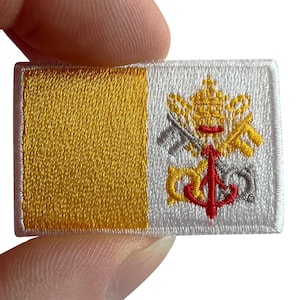 Mini Vatican City Flag Patch Iron Sew On Italy Pope Rome Church Small Tiny Badge