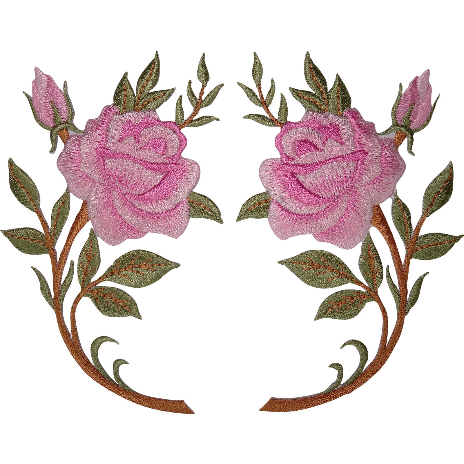 Par de parches de flores rosas rosadas para coser en tela parche bordado insignia rosas Etsy Espana