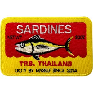Sardinen Fische Thailand Patch Eisen annähen Jacke Tasche Cap Angeln Stickerei Abzeichen