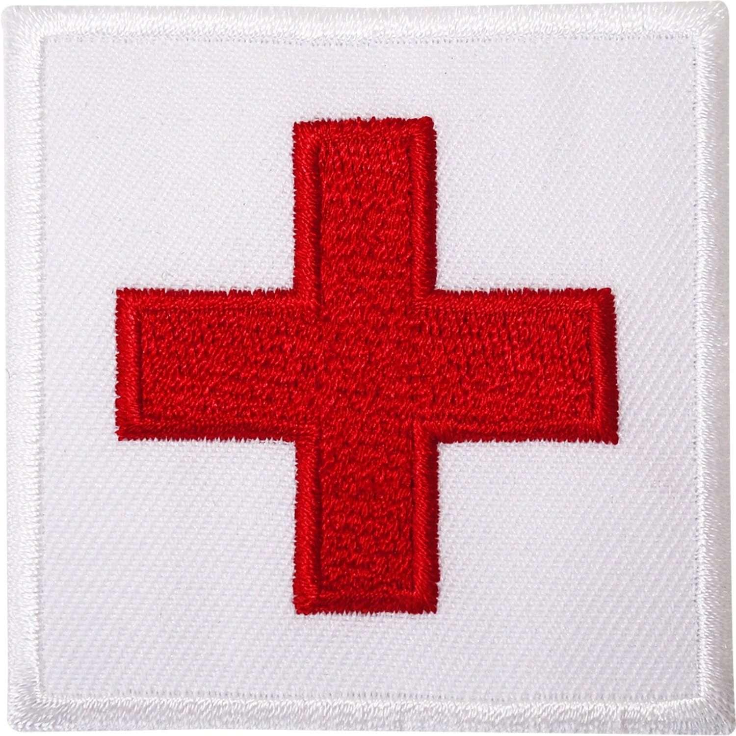 Cross Sew on Iron on Embroidered Patch - White (Cross-WH)