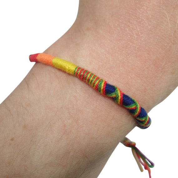 Cotton Rainbow Bracelet Wristband Bangle Mens Womens Ladies Boys Girls  Jewelry