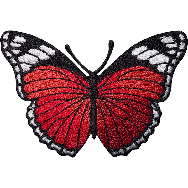 Red Butterfly Embroidered Iron / Sew On Patch Applique T Shirt Top Jeans Badge