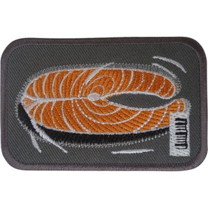Lachs Eisen Aufnäher Kleidung Tasche Patch Japanischer Sushi-Koch Fisch gesticktes Abzeichen