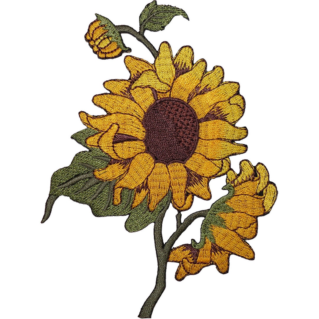 Sunflower Embroidered Iron / Sew on Patch Dress Jeans Flower Embroidery Badge Etsy