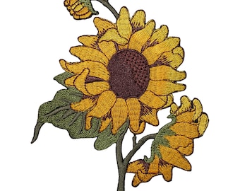 Sunflower Embroidered Iron / Sew On Patch Dress Jeans Flower Embroidery Badge