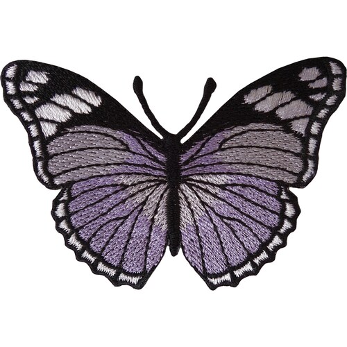 thumbnail image 2 of Purple Butterfly Embroidered Iron-On Patch – Single, Sew-On Option (BTF1) By MILTACUSA 2 of 5