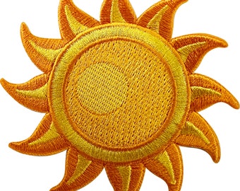 Écusson soleil en fer à coudre, badge brodé en tissu, veste en jean, décalcomanie de broderie