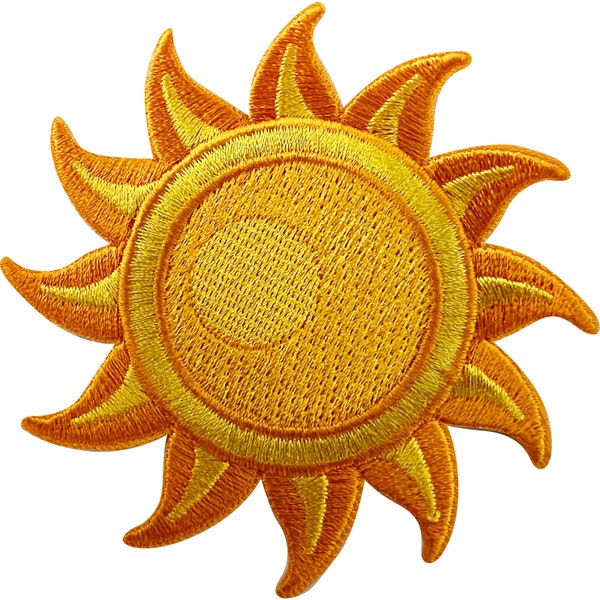 Écusson soleil en fer à coudre, badge brodé en tissu, veste en jean, décalcomanie de broderie