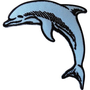 Iron On / Sew On Embroidered Dolphin Patch Clothes Jeans Bag Fish Animal Badge