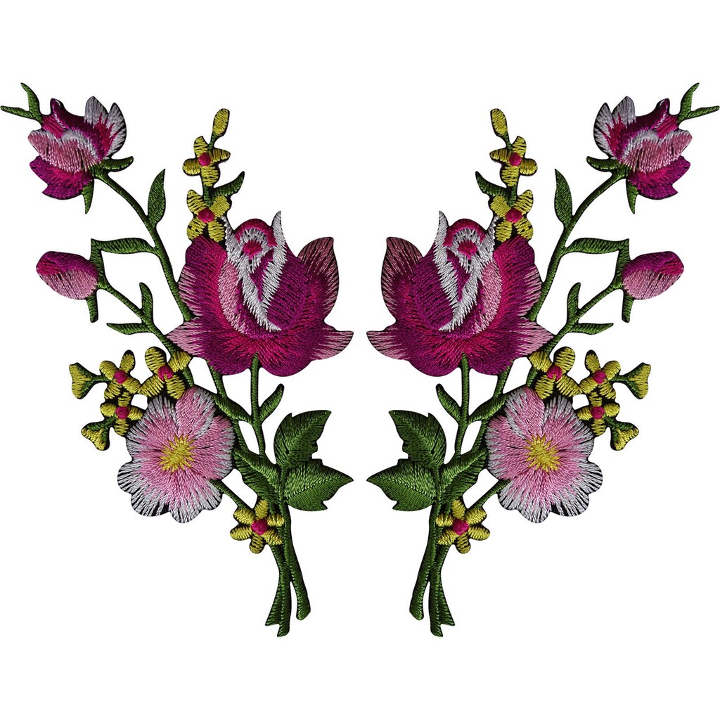 Coppia Di Toppe Ricamate Con Rose Bianche – Termoadesive E Da Cucire, 4.5x7 Cm, Ideali Per Personalizzare Abiti E Borse