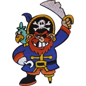 Bestickte Eisen auf Piraten Patch Nähen auf Abzeichen mit Hut Schwert Holzbein Papagei Haken