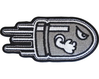 Embroidered Bullet Bill Iron On Patch Sew On Badge Super Mario Game Embroidery