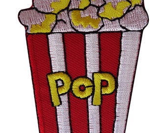 Popcorn Patch Embroidered Badge Iron Sew On Movie Film Food Embroidery Applique