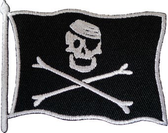 Pirate Flag Patch Iron On Sew On Jolly Roger Jacket Embroidered Motorcycle Badge