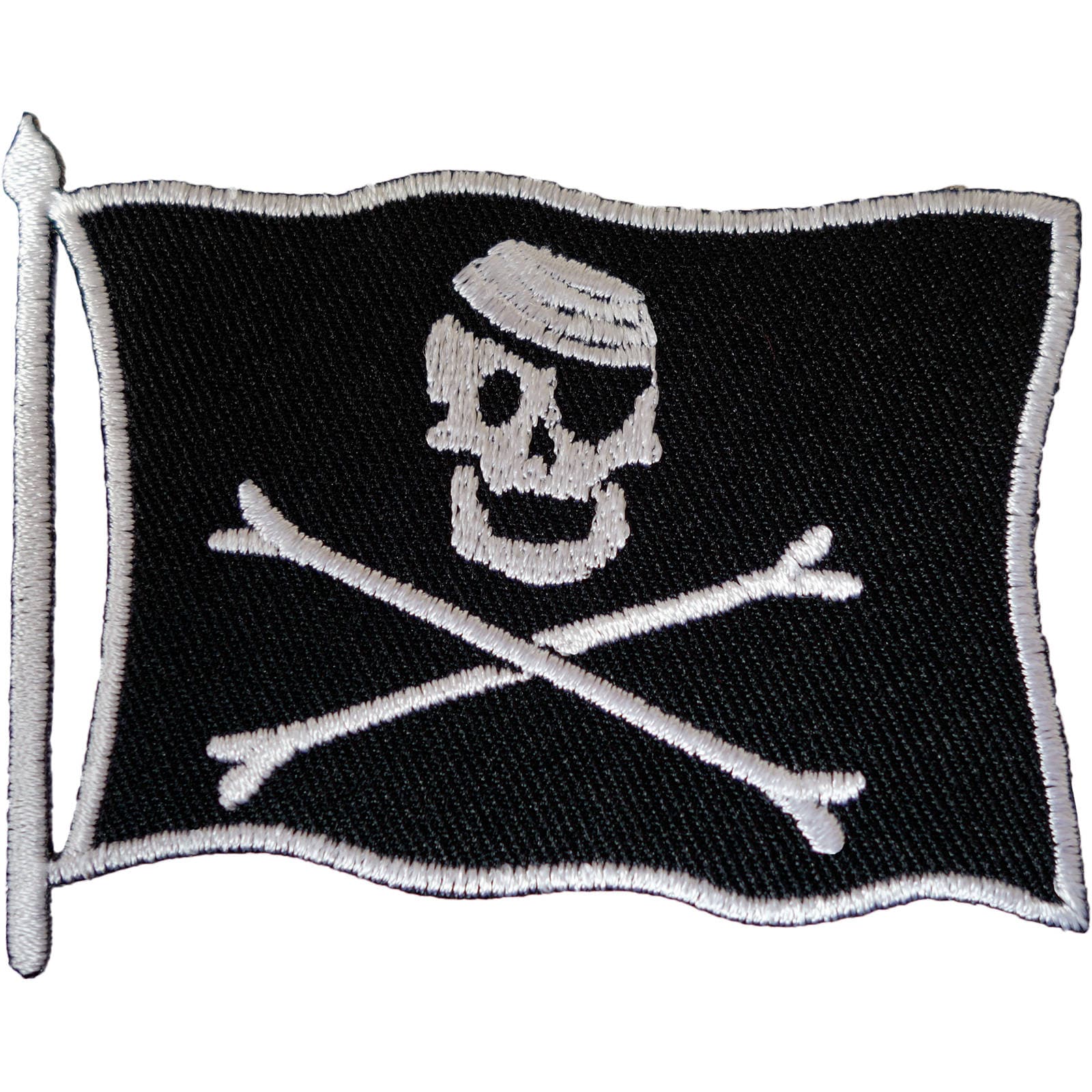 Embroidered Iron On Pirate Ship Patch Sew On Badge Jolly Roger Skull Crossbones 