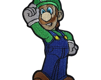 Luigi Patch Iron Sew On Embroidered Badge Super Mario Bros Nintendo Video Game