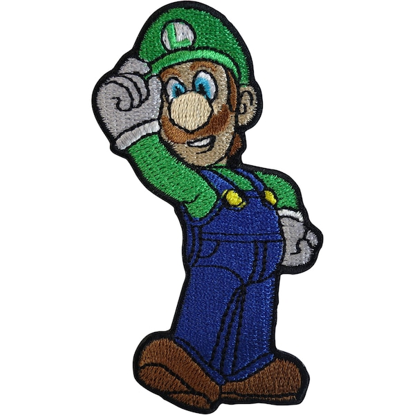 Luigi Patch Iron Sew On Brodé Badge Super Mario Bros Nintendo Jeu Vidéo