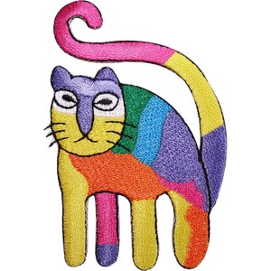 Rainbow Cat Embroidered Iron / Sew On Patch Jacket T Shirt Bag Dress Jeans Badge