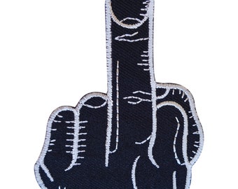 Embroidered Black Middle Finger Patch Badge Iron Sew On T Shirt Jeans Bag Jacket