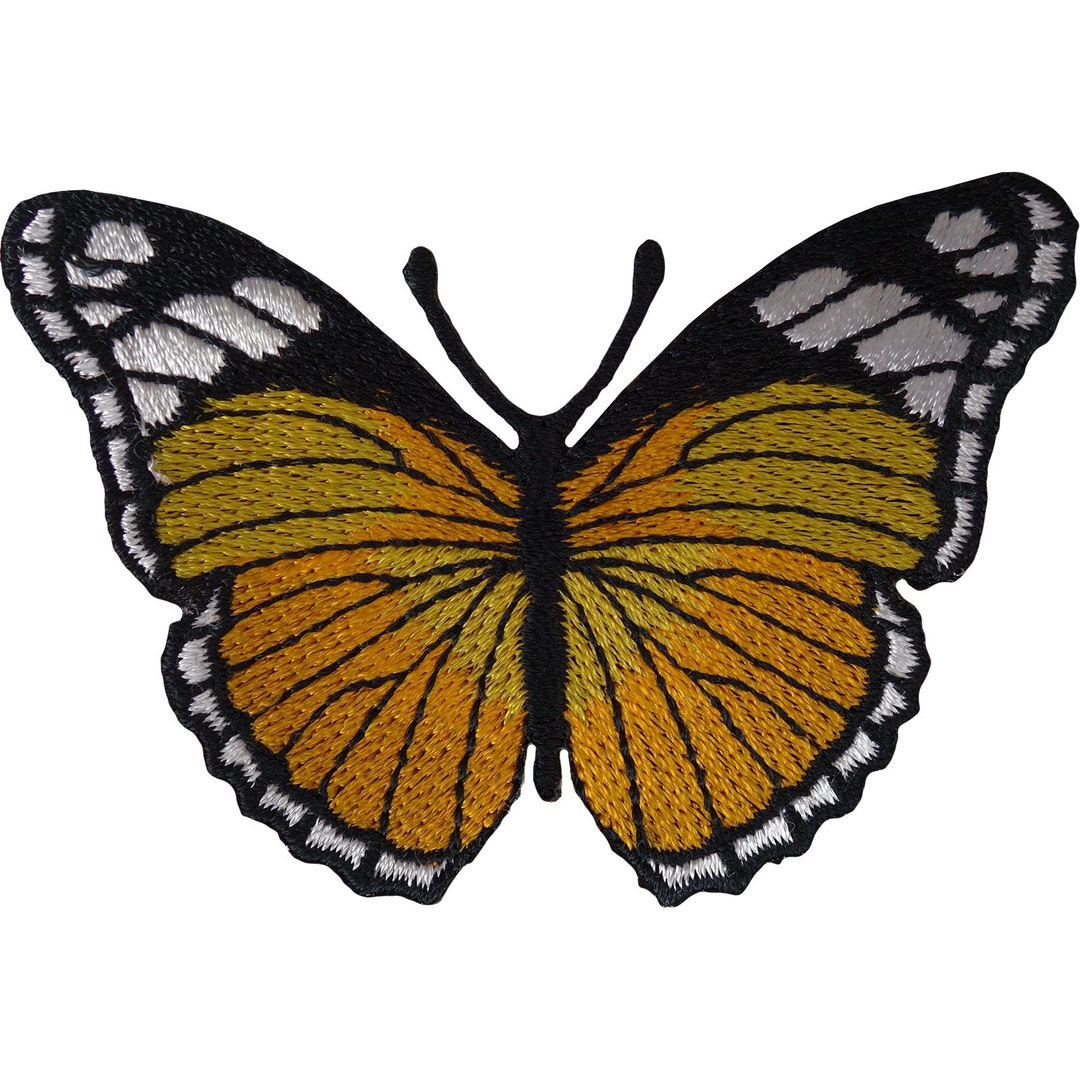 Patch Ricamata Farfalla Gialla Da Stirare/Cucire Per Jeans E T-Shirt - 7x4,9 Cm