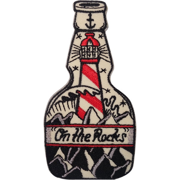 Lighthouse Patch Iron naaien op kleding tas Whisky fles anker geborduurde badge