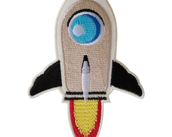 Rocket Patch Iron / Sew On Clothes Jacket Jeans Bag Space NASA Embroidered Badge