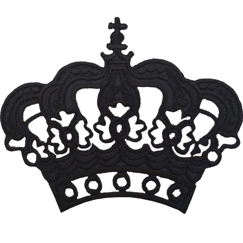 Schwarze Krone Abzeichen Eisen Nähen auf T Shirt Hut Kostüm Kostüm gestickt Patch Bild 1