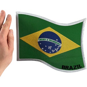 Grote grote ijzeren naai op Brazilië vlag patch geborduurde badge voor jas kleding tas