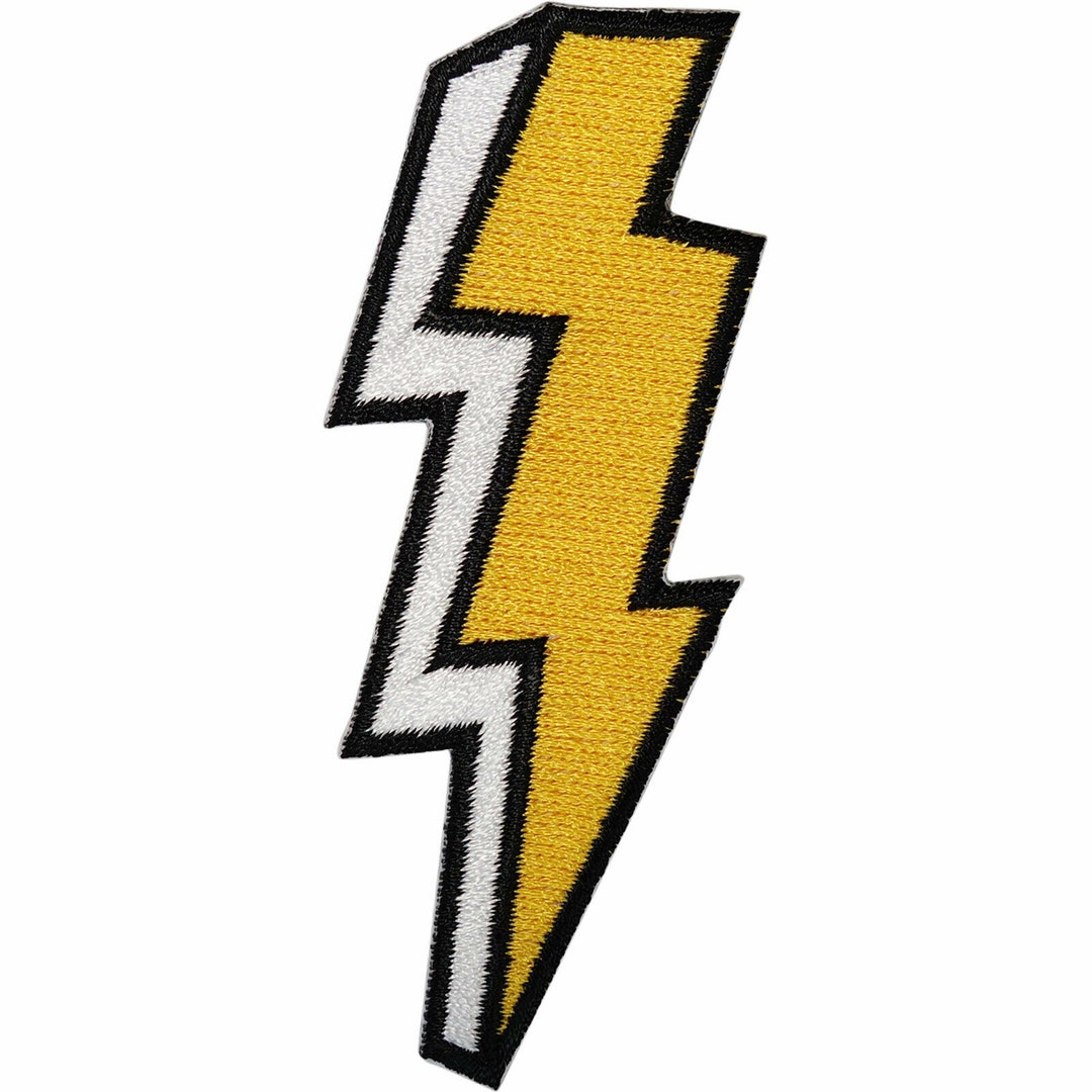 Black Red Lightning Bolt Iron On Sew On Embroidered Patch Appliqués Badge - Foto 3