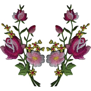 Paar Blume gestickte Aufnäher Aufnäher Aufnäher Kunst und Handwerk