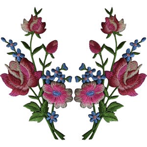 Pair of Flower Patches Iron Sew on T Shirt Bag Jeans Dress Pair of Flower Patches Iron Sew on T Shirt Bag Jeans Dress