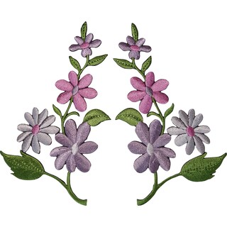 Coppia Toppe Ricamate A Forma Di Fiore Da Stirare O Cucire - 5,9x11,2 Cm, Applicazioni Per Tessuti, Facili Da Applicare