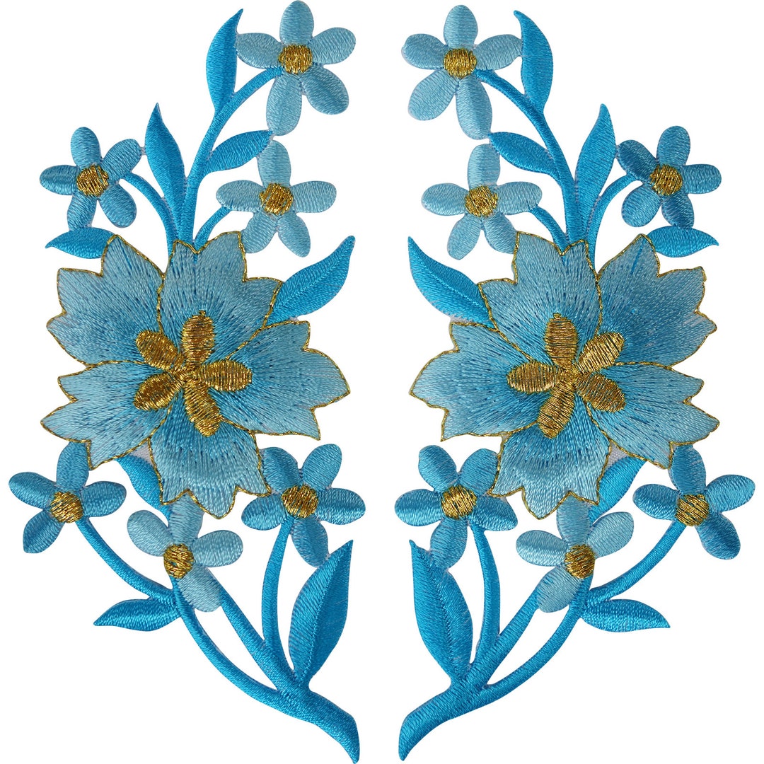 ELLU Lila Blumen Aufnäher - Gestickte Patches Für Jeans & Jacken