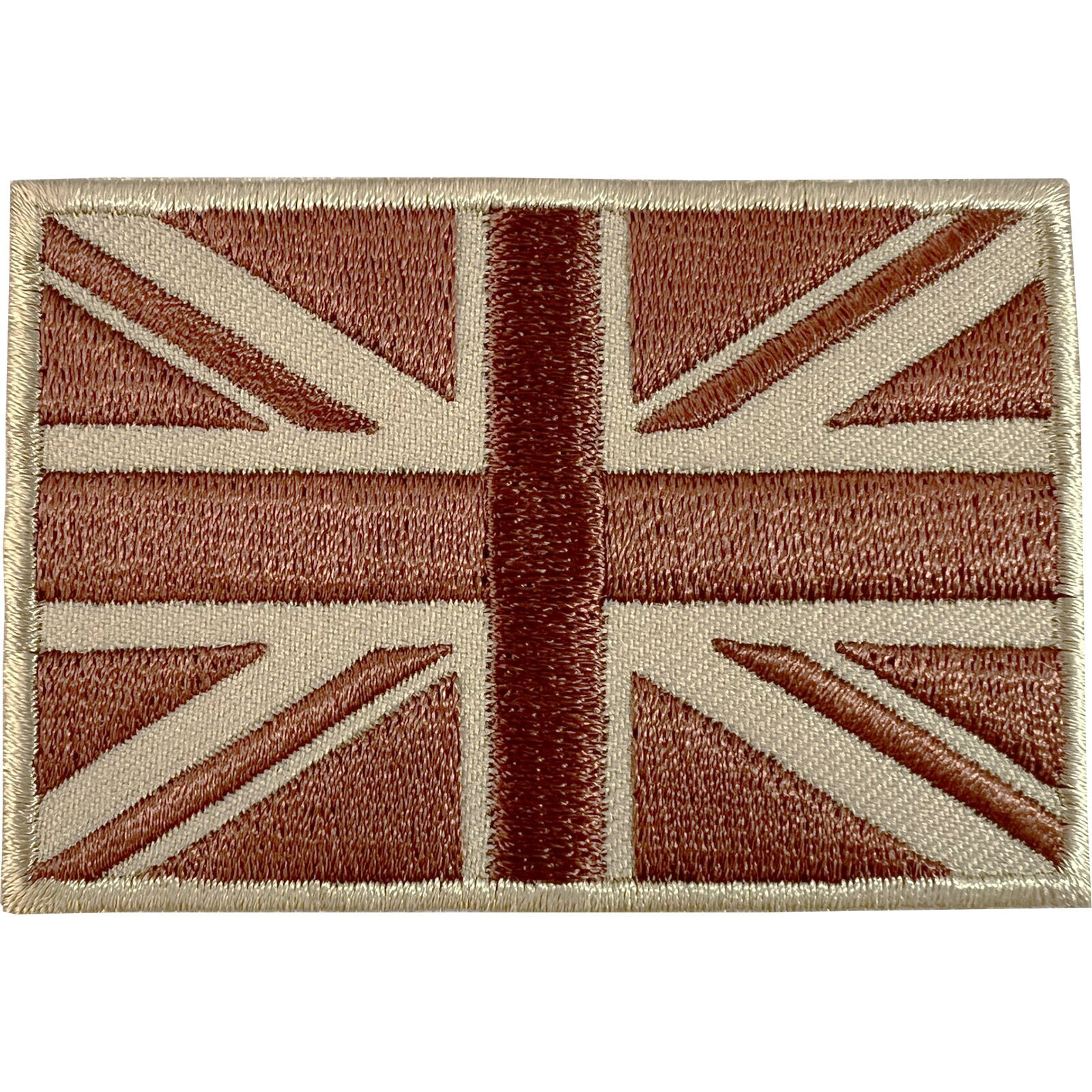 Brown Sand Colour UK Flag Patch Hook&lo Op Sew On Union Jack Army - Foto 4