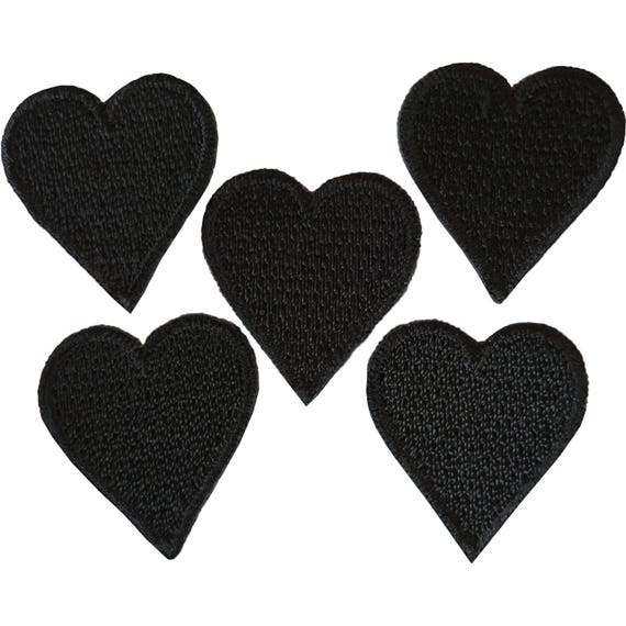 5 Small Size Black Love Heart Patches Iron Sew on Badges Embroidered Badge  Patch 