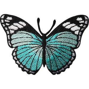 Turquoise Green Butterfly Embroidered Iron / Sew On Patch Dress Skirt Bag Badge