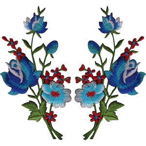 Paar Blume gestickte Aufnäher Eisen annähen Floral Patch Badge Handwerk Applikation