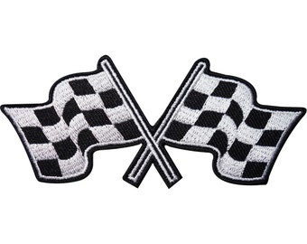 Checkered Flag Embroidered Iron / Sew On Patch Check F1 Racing Car Shirt Badge