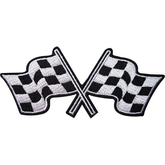 Checkered Racing Iron on Patch, Iron on Car Racing Patch