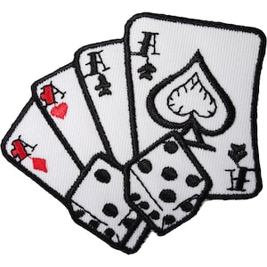 Spielkarten Würfel Aufnäher Sew Gesticktes Abzeichen Poker Kasino Ace Pik
