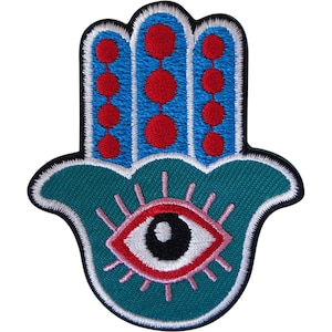 Hamsa Patch Iron Sew On Badge Hand of Fatima Evil Eye Islam Embroidered Applique
