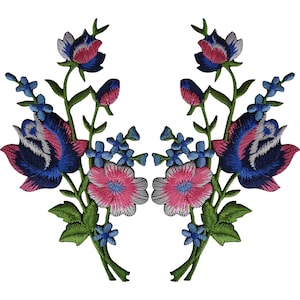 Paar Rose Blume Patches Eisen nähen auf Blumen bestickt Applikation Patch Abzeichen