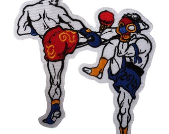 Écusson bügelbild patch iron on patchs motif muay thai short de boxe thaïe le kickboxing sport