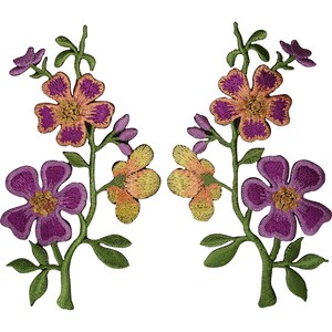 Purple Peach Blossom Flower Iron/ Sew On Full Embroidered Patch Appliqu&eacute;s Badge