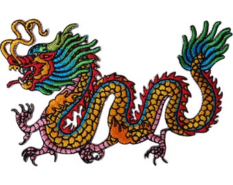 Iron On Embroidered Chinese Dragon Patch / Sew On Badge for T Shirts Bags Crafts
