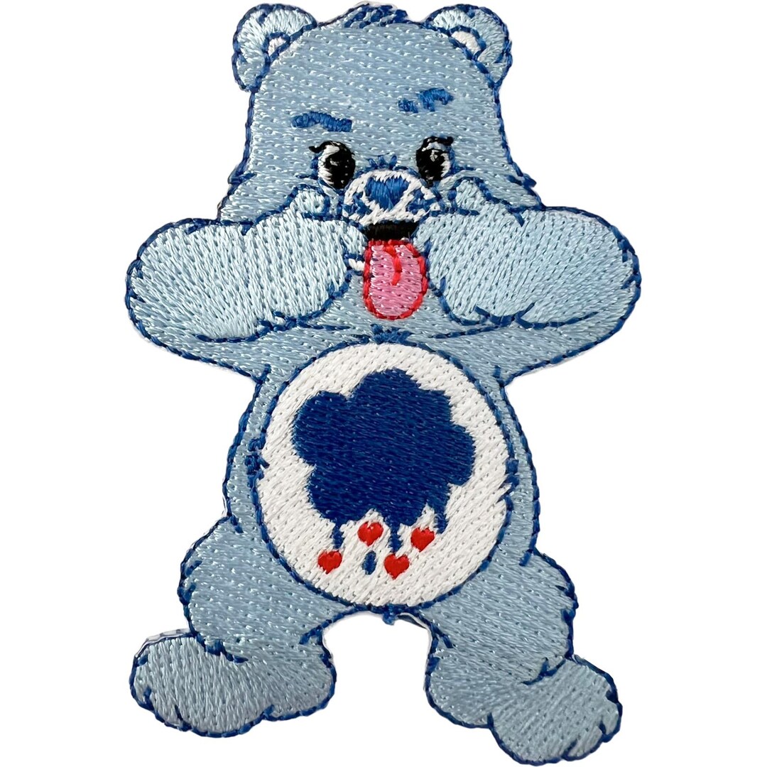 Care Bears Blue Grumpy Bear Patch Iron Sew on Cloud Rain Hearts ...