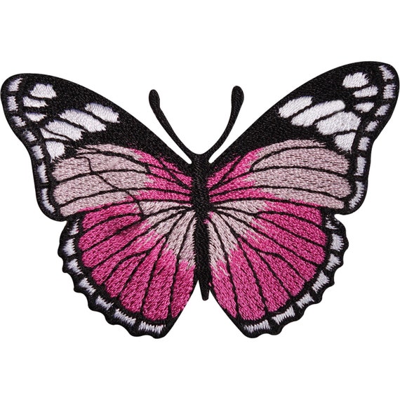 24 Pieces Iron on Butterfly Patches Pink Butterfly Applique Patches  Embroidered Butterfly Sew on Patch Applique for DIY Accessory Clothes Jeans  Hat