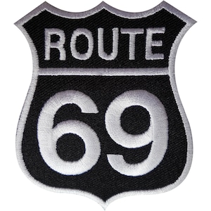 Route 69 Patch Iron Sew On Embroidered Highway Road Sign Biker Badge America USA